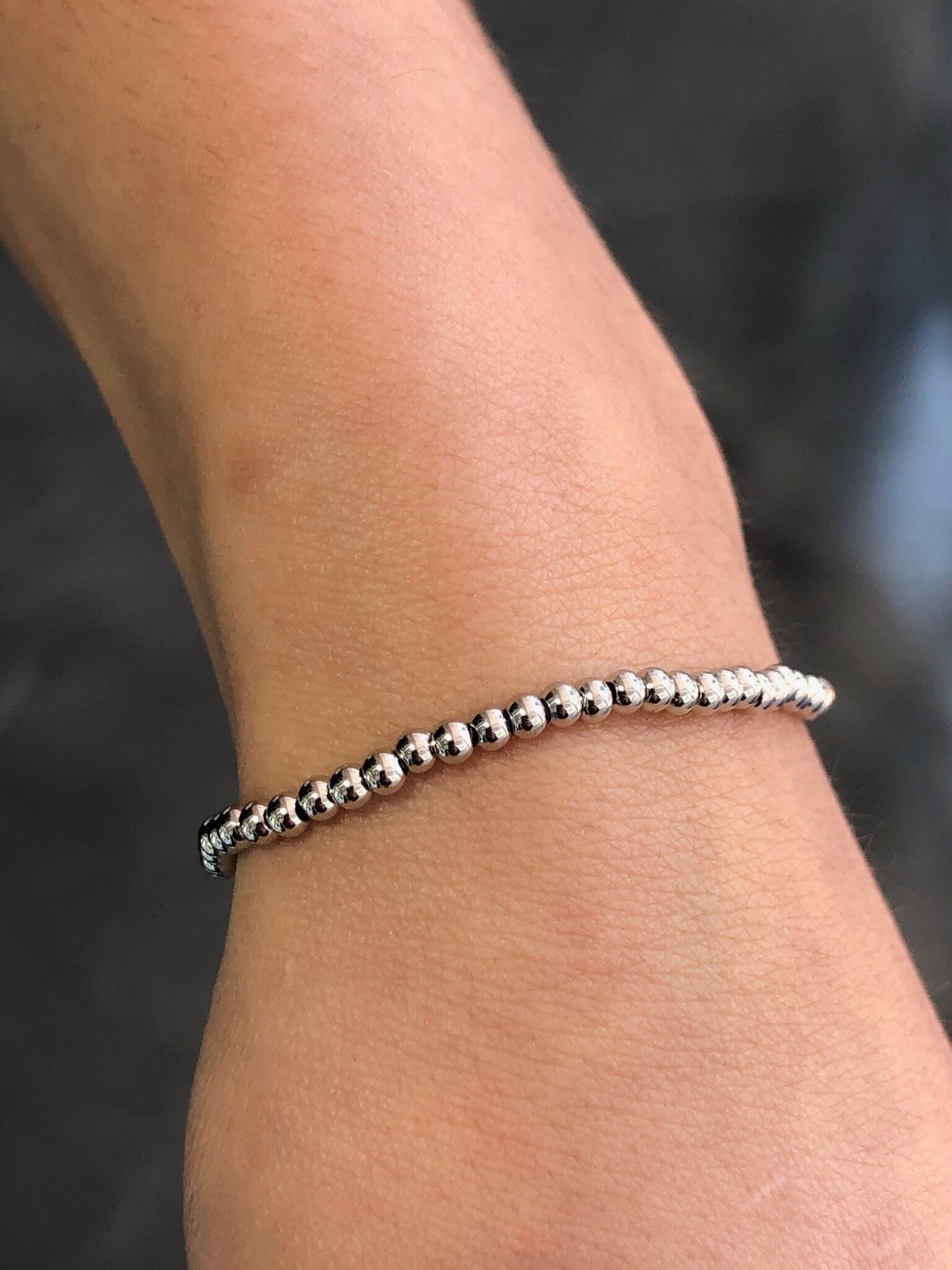 LIV Stainless Steel 3mm Round Bead Stretch Bracelet Stackable Gift
