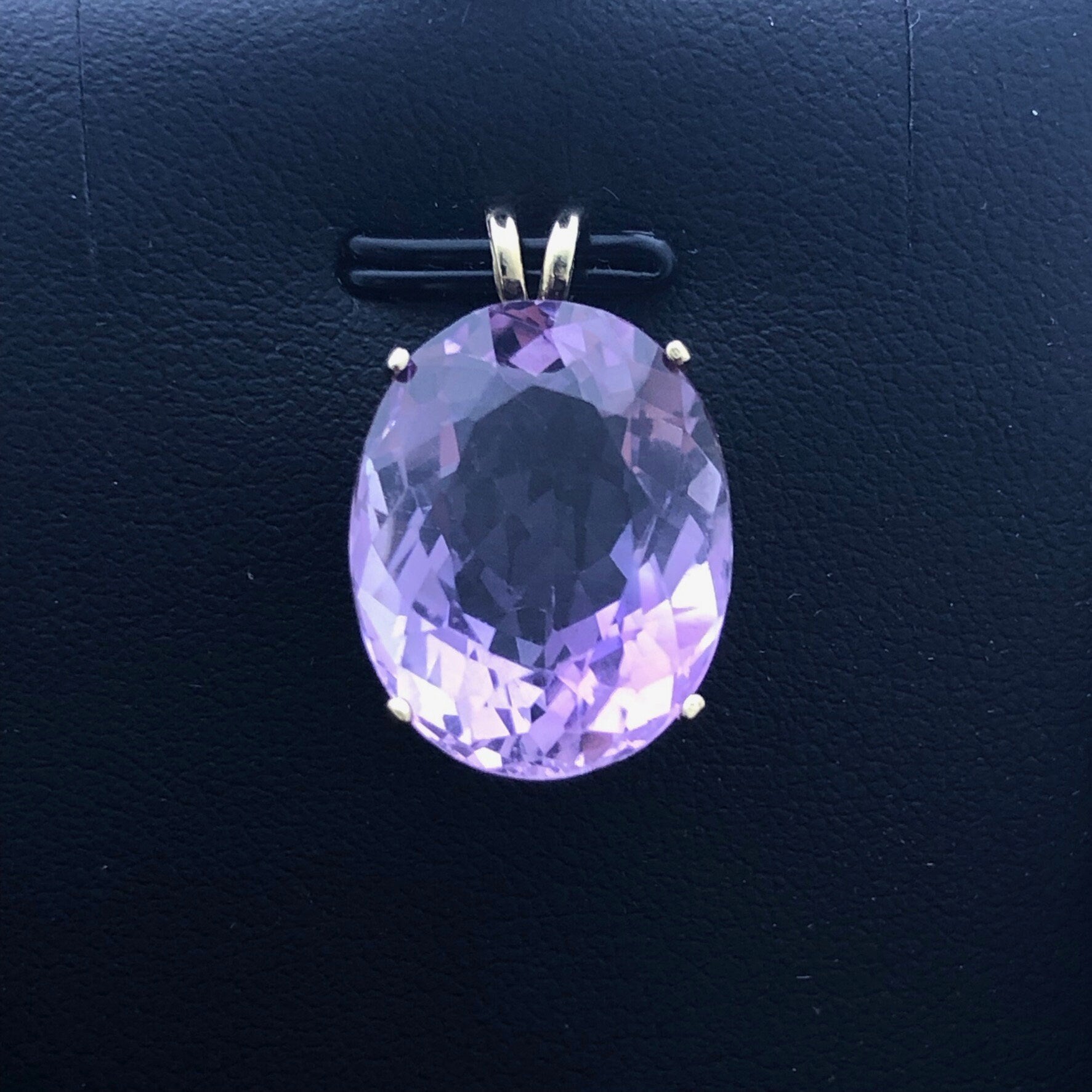 LIV 14k Yellow Gold & Purple Amethyst Large Oval Solitaire Pendant Necklace Gift