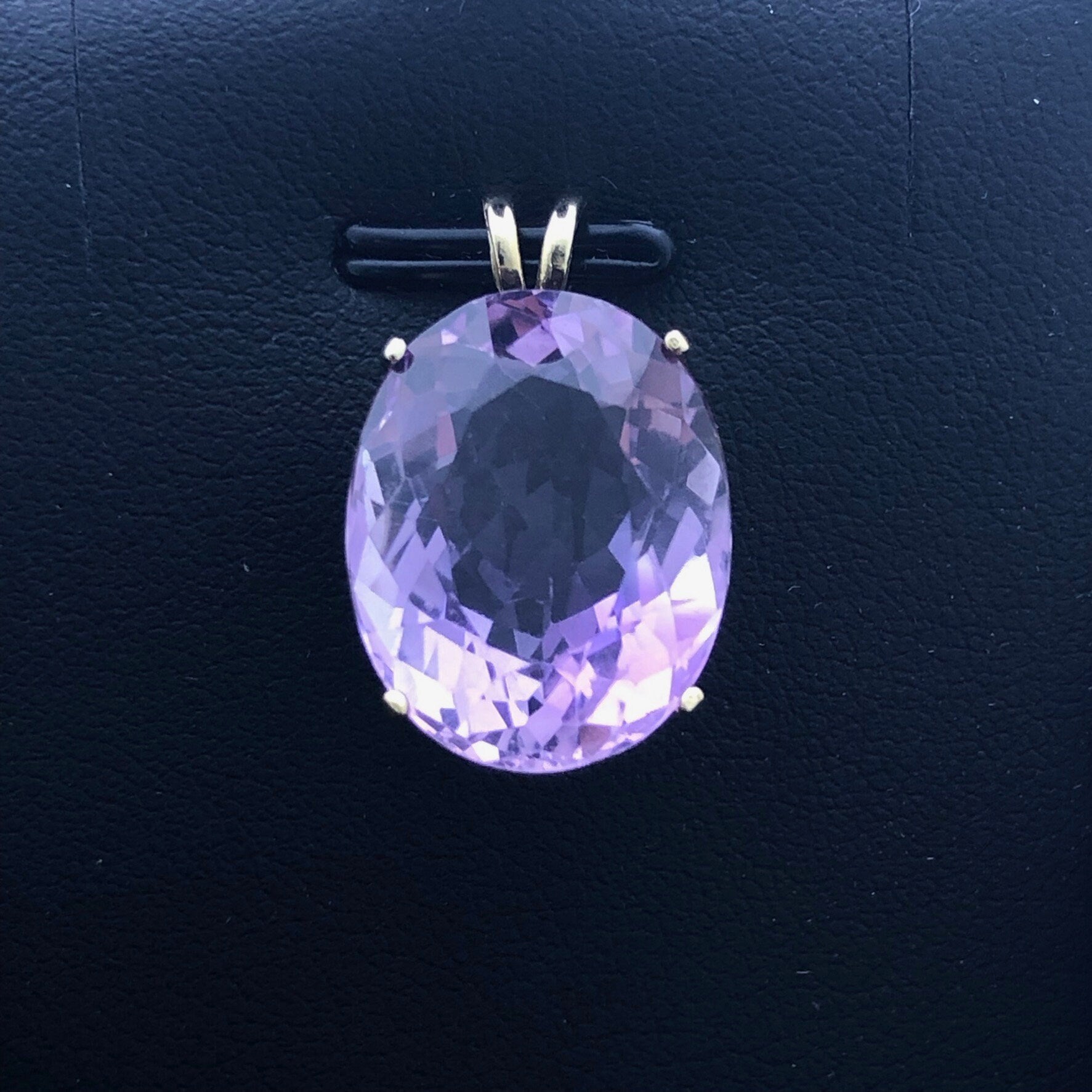 LIV 14k Yellow Gold & Purple Amethyst Large Oval Solitaire Pendant Necklace Gift