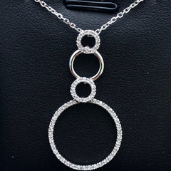 LIV 14k White Gold & Diamonds G/VS1 Round Cut Circle Design Halo Pendant Necklace