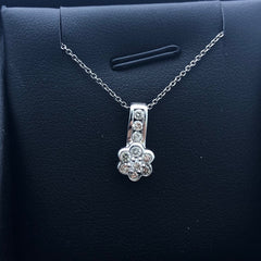 LIV 14k White Gold & Diamonds G/VS1 Round Cut Flower Halo Pendant Necklace Gift