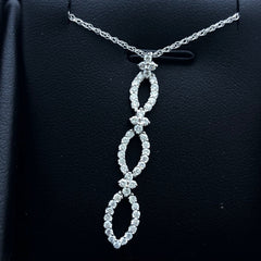 LIV 14k White Gold & Diamonds G/VS1 Round Cut Long Halo Design Pendant Necklace Gift