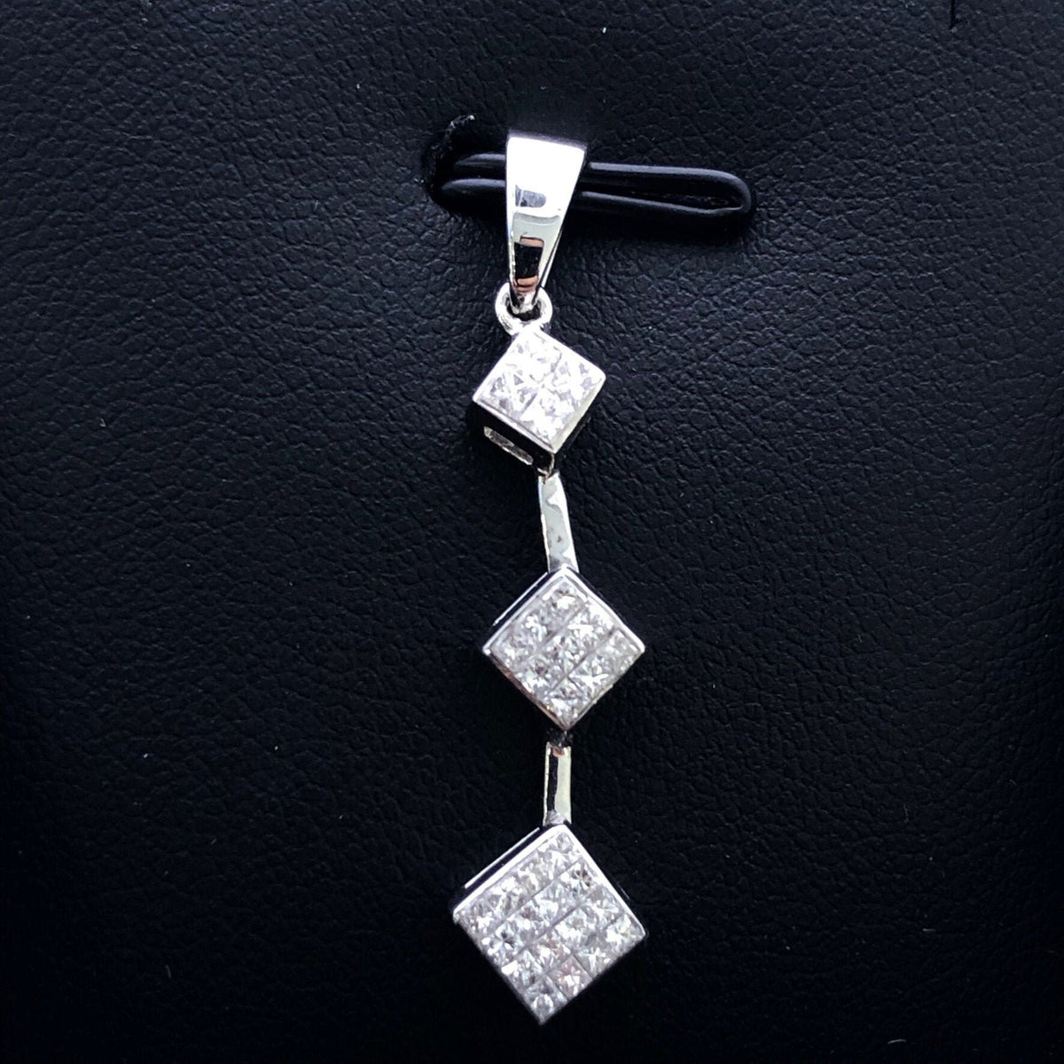 LIV 14k White Gold & Diamonds G/VS1 Princess Cut Invisible Design Pendant Necklace