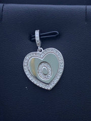 LIV Platinum Sterling Silver .925 White Sapphire Initial O Heart Halo Necklace Gift