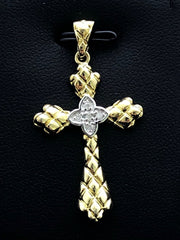 LIV 18k Gold Sterling Silver .925 White Diamond Pave Set Cable Large Cross Necklace