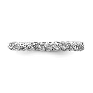 LIV Platinum Sterling Silver White Diamonds Braided Eternity Stackable Band Ring