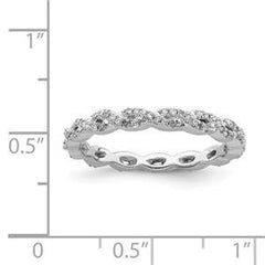 LIV Platinum Sterling Silver White Diamonds Twisted Halo Stackable Band Ring Size 10