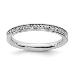 LIV Platinum Sterling Silver & White Diamonds Eternity Stackable Band Ring Size 5
