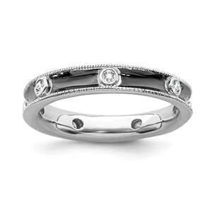 LIV Platinum Sterling Silver Halo White Diamond Eternity Stackable Band Ring Size 6