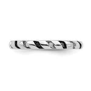 LIV Platinum Sterling Silver Black White Diamonds Eternity Stackable Band Ring Sz 8