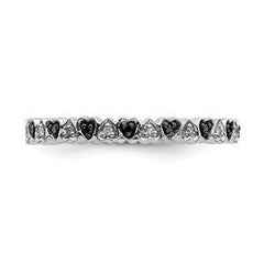 LIV Platinum Sterling Silver Black White Diamonds Eternity Stackable Band Ring