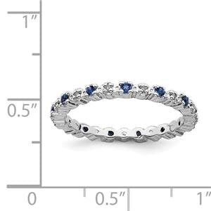 LIV Platinum Sterling Silver Blue Sapphire Diamonds Eternity Stackable Band Ring