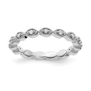 LIV Platinum Silver & White Diamonds Eternity Halo Stackable Band Ring