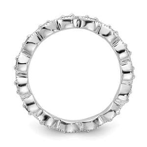 LIV Platinum Silver & White Diamonds Eternity Halo Stackable Band Ring