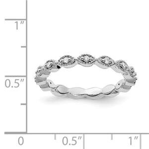 LIV Platinum Silver & White Diamonds Eternity Halo Stackable Band Ring