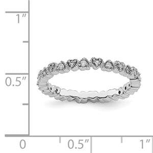 LIV Platinum Silver & White Diamonds Eternity Halo Heart Stackable Band Ring