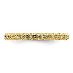 LIV Yellow Gold Sterling Silver & White Diamonds Eternity Stackable Band Ring