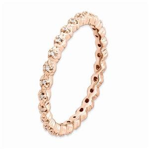 LIV Rose Gold Sterling Silver & White Diamonds Eternity Stackable Band Ring