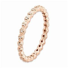 LIV Rose Gold Sterling Silver & White Diamonds Eternity Stackable Band Ring