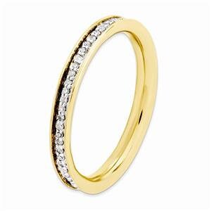 LIV Yellow Gold Sterling Silver & Diamonds Channel Eternity Stackable Band Ring