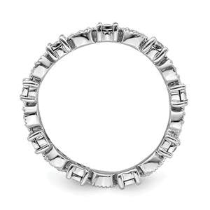 LIV Platinum Sterling Silver & Diamonds Pave Set Eternity Stackable Band Ring