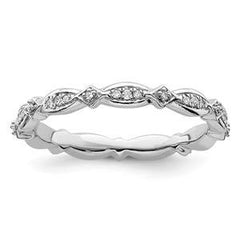LIV Platinum Sterling Silver & White Diamonds Eternity Stackable Band Ring