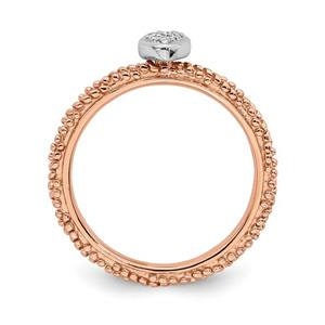 LIV Rose Gold Sterling Silver & Diamonds Heart Halo Cable Stackable Band Ring