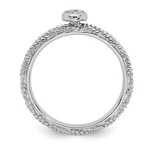 LIV Platinum Sterling Silver & Diamonds Heart Halo Cable Stackable Band Ring