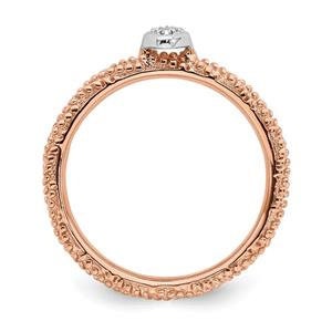 LIV 18k Rose Gold Sterling Silver & Diamonds Oval Halo Cable Stackable Band Ring