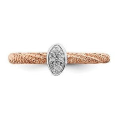 LIV 18k Rose Gold Sterling Silver & Diamonds Oval Halo Cable Stackable Band Ring