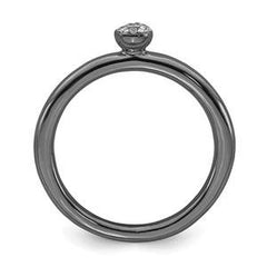 LIV 18k Black Gold Sterling Silver & Diamonds Halo Design Stackable Band Ring