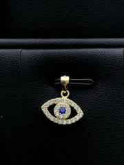 LIV 18k Gold Sterling Silver Blue & White Sapphire Evil Eye Halo Layer Necklace Gift