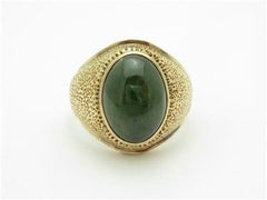 LIV 14k Yellow Gold Green Onyx Large Oval Design Vintage Design Band Ring Gift