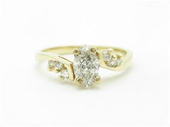 LIV 14k Yellow Gold & Genuine Marquise Diamond Promise Engagement Band Ring