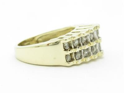 LIV 14k Yellow Gold & Diamonds Graduated Pyramid Design Wide Band Ring Bridal Gift