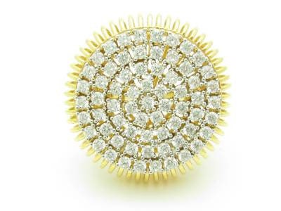 LIV Yellow Gold Sterling Silver Diamond Set White Sapphire Unique Dome Sunburst Ring