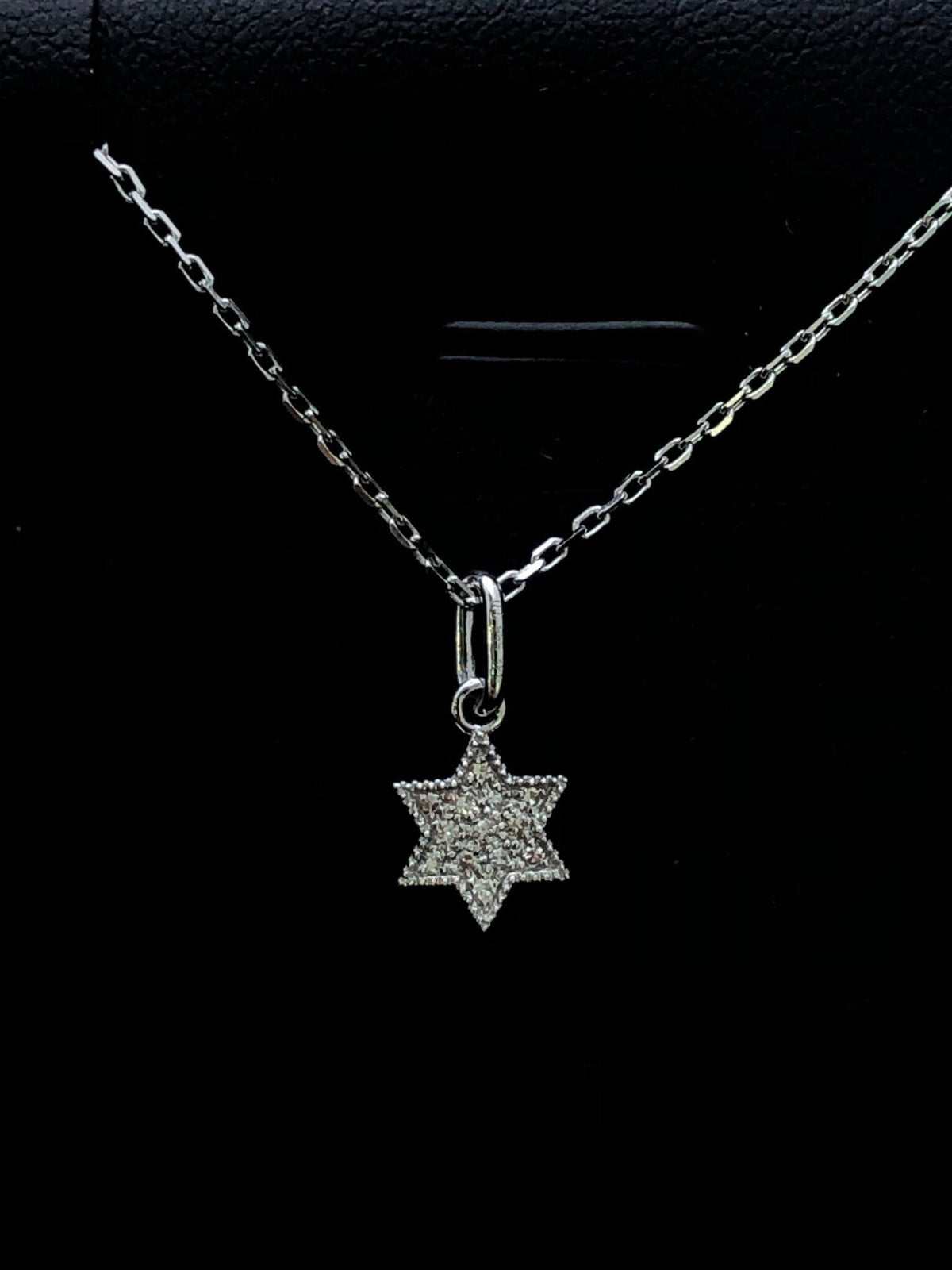 LIV 14k White Gold & Diamonds G/VS1 Pave Star of David Small Halo Necklace Gift