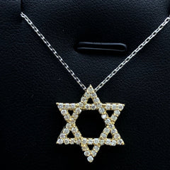 LIV 14k Yellow Gold & Diamonds G/VS1 Pave Star of David Halo Necklace Gift