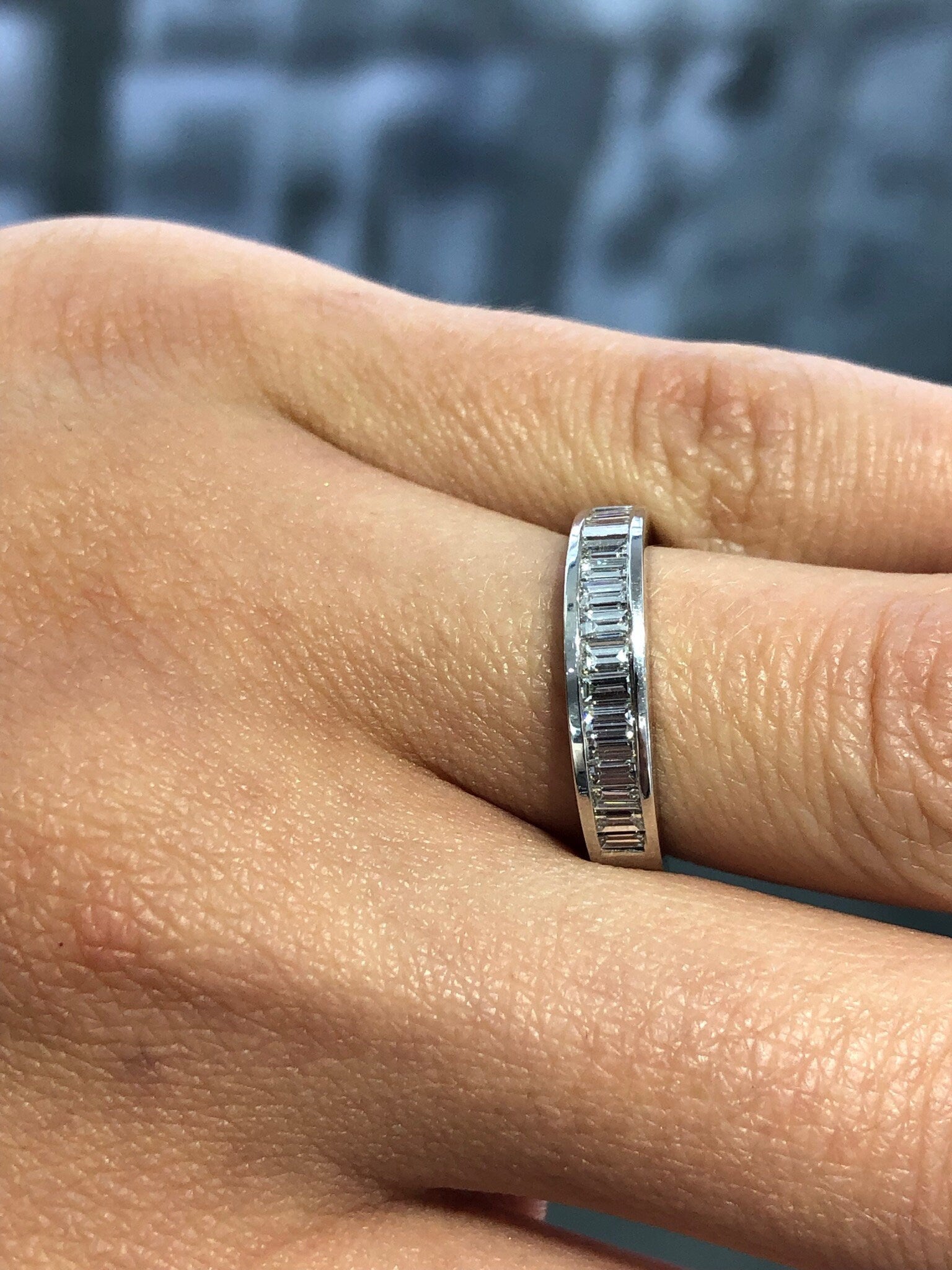 LIV 14k White Gold & Natural Diamonds 0.85ct Baguette Channel Set Ring Gift