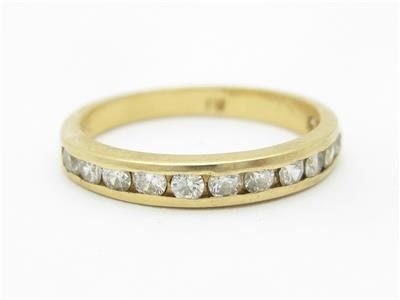 LIV 14k Yellow Gold & Diamonds Channel Set Design Round Diamonds Band Ring