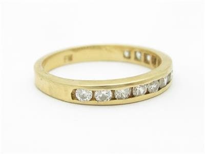 LIV 14k Yellow Gold & Diamonds Channel Set Design Round Diamonds Band Ring