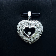 LIV 14k White Gold & Diamonds G/VS1 Floating Heart Design Halo Pendant Necklace Gift
