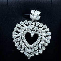 LIV 14k White Gold & Diamonds G/VS1 Marquise Heart Design Halo Pendant Necklace Gift