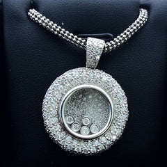 LIV 14k White Gold & Diamonds G/VS1 Floating Design Round Halo Pendant Necklace Gift
