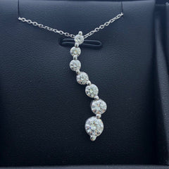 LIV 14k White Gold & Diamonds G/VS1 Round Cut Long Journey Design Pendant Necklace