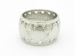 LIV 14k White Gold Diamond Cut Hand Engraved Design Vintage Design Band Wide Ring Gift