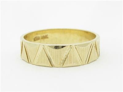 LIV 14k Yellow Gold Zig Zag Design Diamond Cut Band Ring Gift