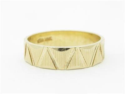 LIV 14k Yellow Gold Zig Zag Design Diamond Cut Band Ring Gift