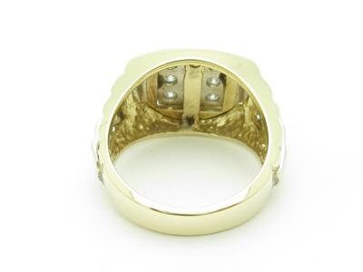 LIV 14k Yellow & White Gold Men's Genuine Diamond Square Design Cable Band Ring Gift