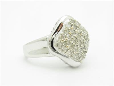 LIV 14k White Gold & Diamonds Pave Design Diamond Shape Band Right Hand Ring Gift